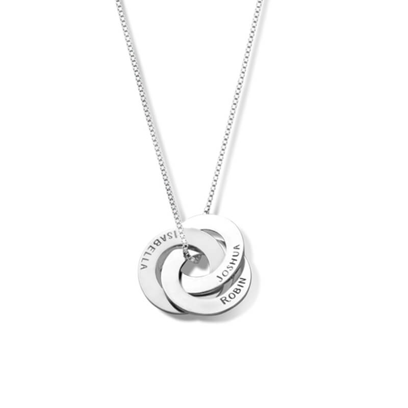 Family necklace - Linked circles silver