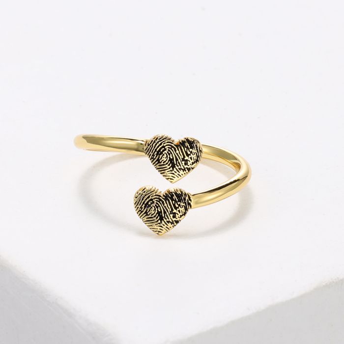 Fingerprint ring - Double hearts